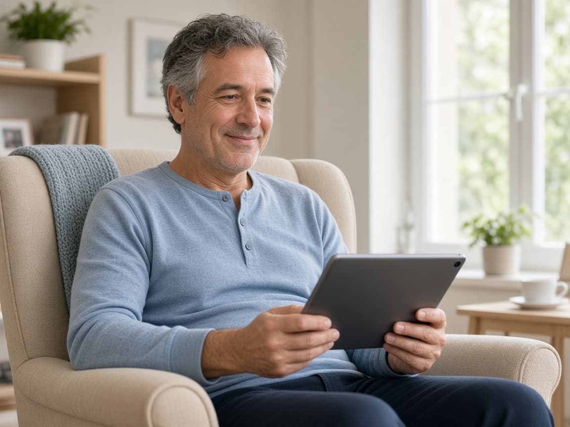 Patient in recovery connecting with an online companion